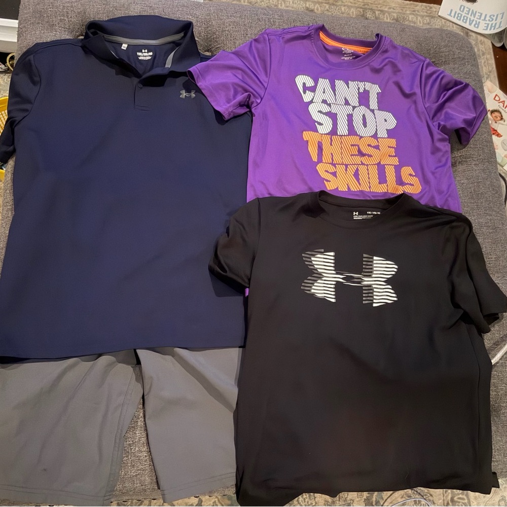 Under Armour XXL polo , 2 shirts , and one pair of shorts